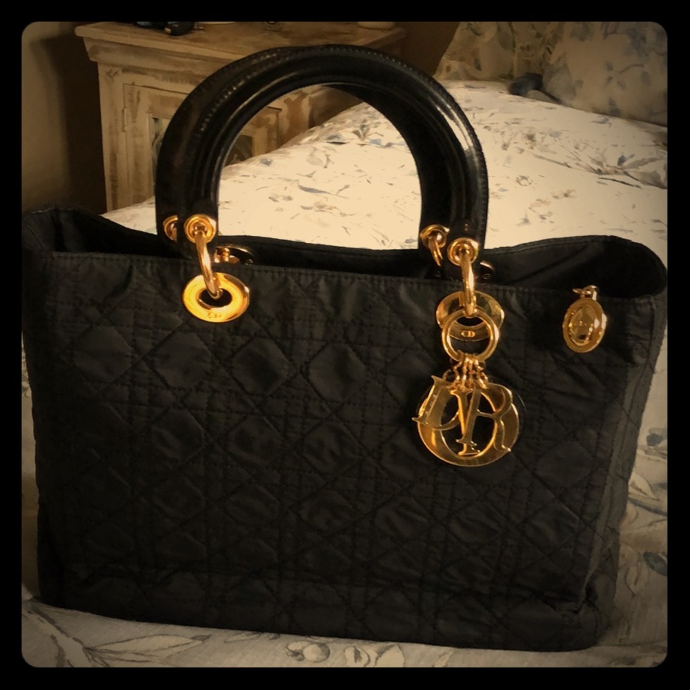 Christian Dior Black Quilted Cannage Lady Dior.